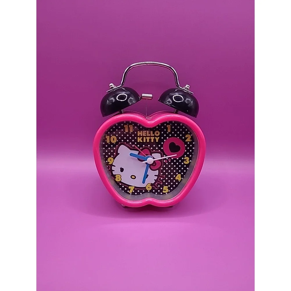 Hello Kitty Pink Miniature Twin Bell Alarm Clock Apple Sanrio 2014‎ Tested/Works